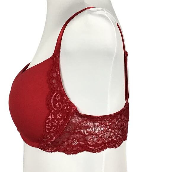 Victoria's Secret Dream Angels Push Up PaddedLipstick Red Lace Trim Bra 34D - Picture 4 of 7
